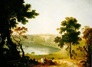 Blick auf Castel Gandolfo und den Albaner See, ca. 1754 von Richard Wilson