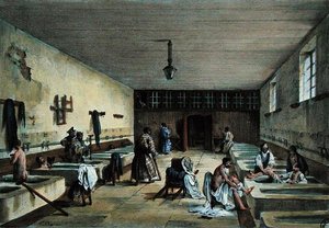 Die Offiziersbäder im Militärkrankenhaus von Bourbonne les Bains, Mitte des 19. Jahrhunderts von Richoux (after)