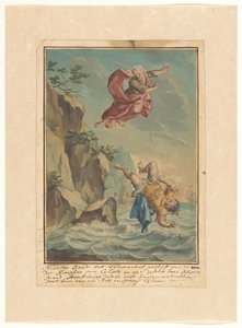 Mentor wirft Telemachus von einem Felsen und springt ihm nach Telemachus-Reihe (Serientitel)