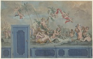 Entwurf für eine Wanddekoration mit Neptun und seinem Gefolge von Rienk Keyert
