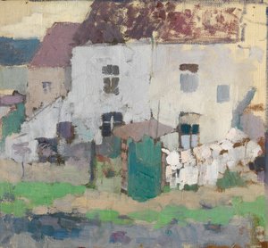 Weiße Fassaden und Garten in Bosvoorde, Belgien von Rik Wouters