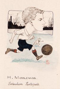 Bert Middlemiss, Tottenham Hotspur, Zeichnung für ein Set von Zigarettenkarten, 1907