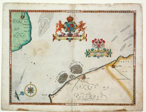 Dover nach Sandwich und Blacknerse nach Gravelines - Die spanische Armada und die englische Flotte vor Calais, um 1590 (Manuskript)