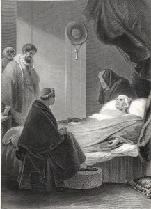 Der Tod von Kardinal Wolsey, graviert von A.H. Payne