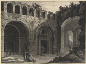 Architektonische Fantasie eines Innenhofs einer antiken Ruine