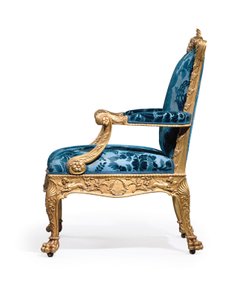 Einer von einem Paar George III vergoldeten Holzsesseln