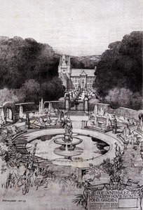 Pittencrieff House vom Teichgarten, aus Thomas Mawson