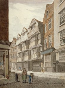 Südwestansicht eines alten Fachwerkhauses in Ship Yard, Westminster, London, 1815