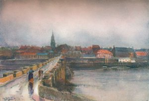 Ein nasser Tag, Old Berwick Bridge von Robert Buchan Nisbet