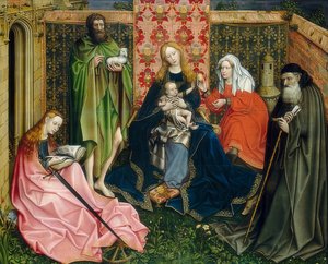 Madonna mit Kind und Heiligen in einem Hortus conclusus