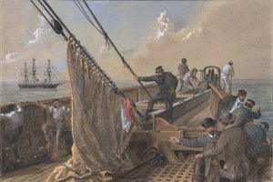 Vorderdeck der Great Eastern geräumt für den ersten Versuch zu greifen, 1865-66 von Robert Charles Dudley