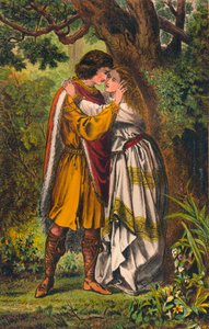 Posthumus. Meine Königin! Meine Herrin! O Dame, weine nicht mehr. Cymbeline: Akt I, Szene I, ca. 1875 von Robert Charles Dudley
