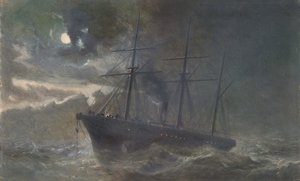 Die Albany sichert ein Stück des Kabels von 1865 in der Nacht des 26. August 1866, 1866 von Robert Charles Dudley