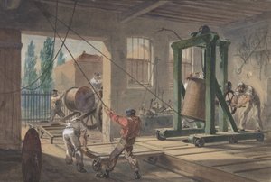 Die Rollen von Guttapercha-bedecktem Leitungsdraht in Tanks bei den Werken, 1865-66
