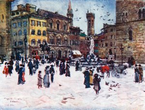 Piazza Della Signoria mit Palazzo Vecchio, den Türmen des Bargello und Badia