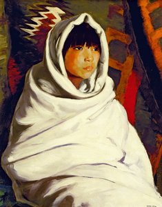 Indisches Mädchen in einer weißen Decke von Robert Cozad Henri