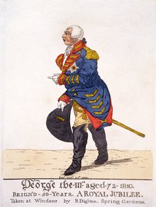 George III. von Großbritannien im Jahr 1810 zu seinem fünfzigjährigen Jubiläum, Druck von R. Dighton nach seiner eigenen Zeichnung, gemacht in Windsor, veröffentlicht am 25. Oktober 1810 von Robert Dighton
