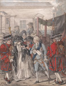 Margaret Nicholson versucht, Seine Majestät, George III., am Garteneingang des St. James