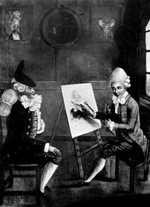 Der Macaroni-Maler oder Billy Dimple sitzt für sein Bild, 1770 von Robert Dighton