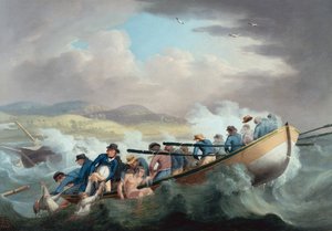 Überlebende eines Schiffbruchs vor der Isle of Wight werden von der Besatzung der H.M.S. Juno gerettet