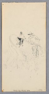 Zeichnung, Außenwand: Bucht, Balkon und Gesims (recto); Zwei Figuren und unidentifizierte Linien (verso), 1882