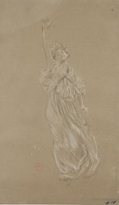 Studie einer stehenden, drapierten weiblichen Figur für das Wandgemälde 
