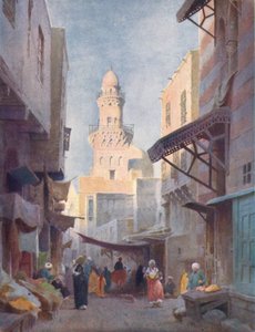 Die Gamalieh und die Moschee des Sultans Babaas, Kairo, um 1880 von Robert George Talbot Kelly