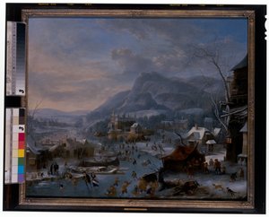 Winter: Eine gefrorene Winterlandschaft mit Bauern