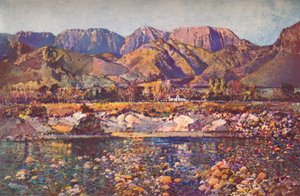 Wemmers Hoek Berge Wemmershoek vom Berg River, Kap Westprovinz, 20. Jahrhundert von Robert Gwelo Goodman