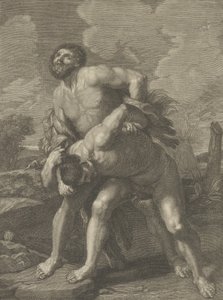 Herkules trägt ein Löwenfell und kämpft gegen Achelous, eine Landschaft im Hintergrund, ca. 1713-72