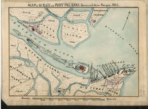 Karte der Belagerung von Fort Pulaski - Savannah River Georgia. 1862