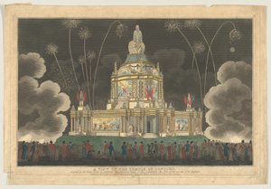 Ansicht des Tempels der Eintracht im Green Park, zur Feier des G..., 9. September 1814 von Robert Laurie