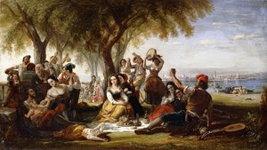 Eine Fiesta-Szene, auf dem Lido, in der Nähe von Venedig, 1848 von Robert McInnes