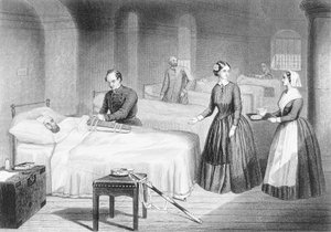 Miss Nightingale im Krankenhaus von Scutari, graviert von George Greatbach