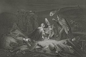 Das Schlachtfeld von Alma, die Nacht nach der Schlacht (gestochen von D.J. Pound)