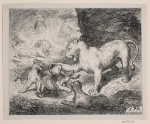 Löwenjunge. Illustration zu Chr. Winthers "Bilderbuch für Große und Kleine" von Robert Neergaard