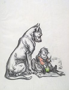 Hund und Kind, frühes 20. Jahrhundert von Robert Noir
