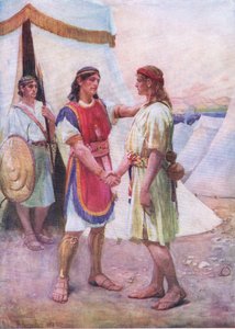 David und Jonathan, aus The Bible Picture Book, veröffentlicht von Thomas Nelson um 1950 von Robert Payton Reid