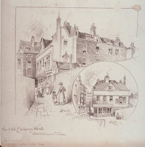Rückansicht des Old Blakeney Head Inn, Bartholomew Close, London, ca. 1900 von Robert Randoll