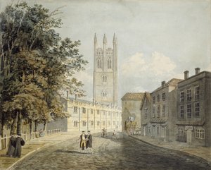 Magdalen College und das östliche Ende der High Street, Oxford von Robert Revd Nixon
