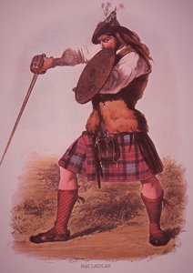 Krieger des Clans MacLachlan, graviert von L. Dickinson von Robert Ronald (after) McIan