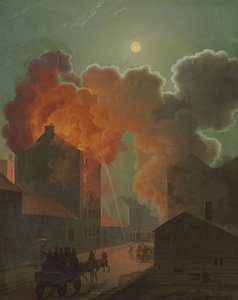 Ein Feuer in Boston bei Mondlicht, ca. 1830-1835 von Robert Salmon