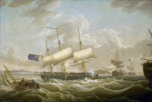 Eine Fregatte vor Anker in der Mersey, Fort Perch Rock ist am Horizont sichtbar von Robert Salmon