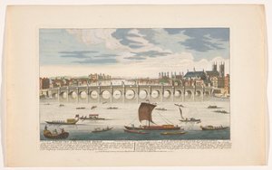 Ansicht der Westminster Bridge über die Themse in London, von der Nordseite gesehen von Robert Sayer