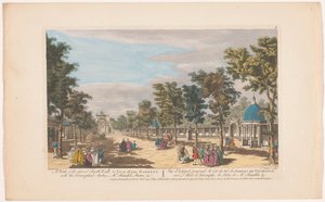 Ansicht einer Allee mit einem Triumphbogen in den Vauxhall Gardens in London