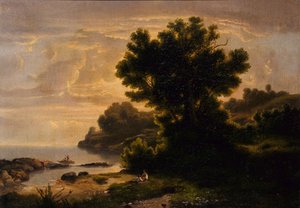 Landschaft mit Familie am See, 1858