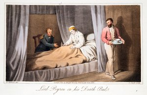 Lord Byron auf seinem Sterbebett, veröffentlicht 1825