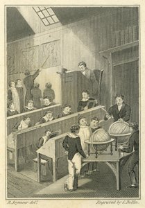 Nicholas Nickleby: Dotheboys Hall, graviert von Samuel Bellin (1799-1893)