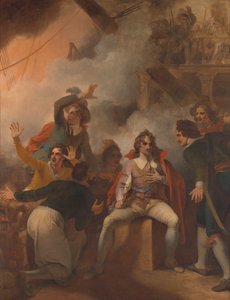 Der Earl of Sandwich weigert sich, sein Schiff während der Schlacht von Solebay zu verlassen von Robert Smirke