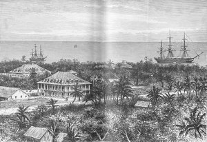 Der Palast der Königin in Papeete, Tahiti, um 1885, 1890